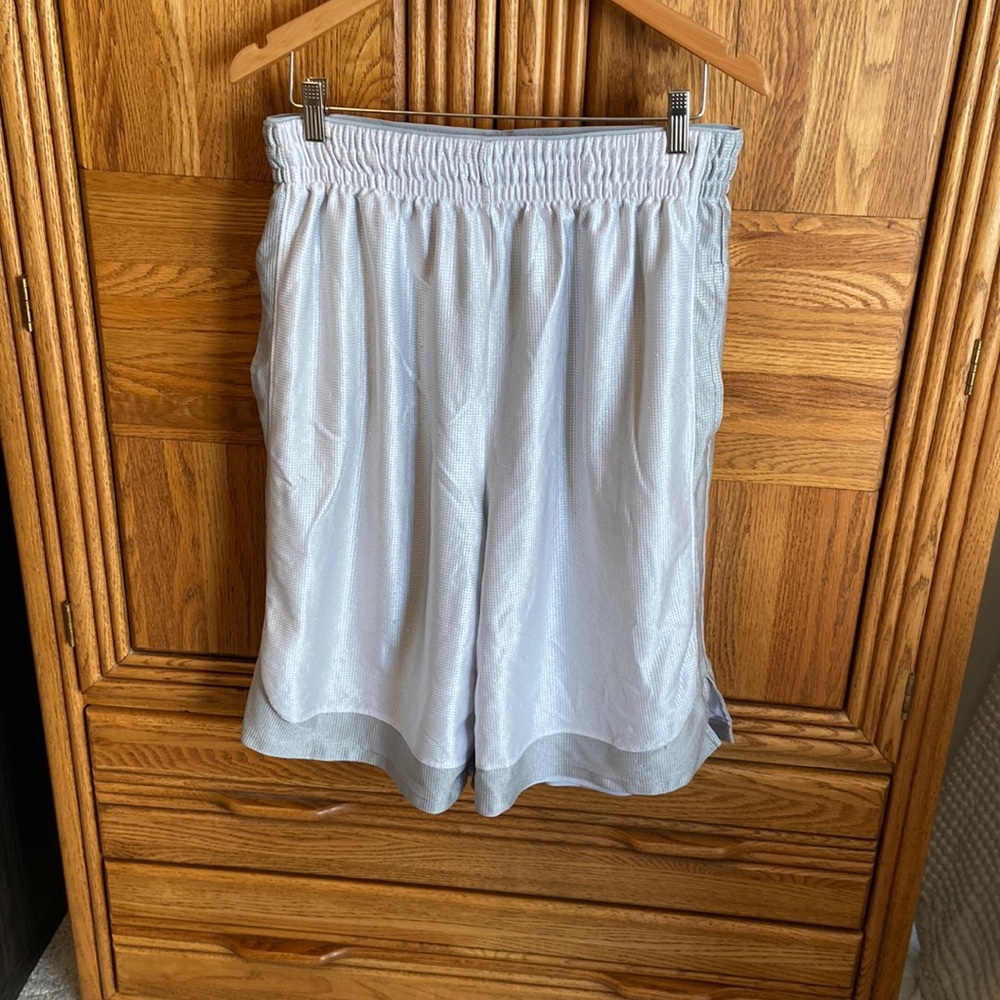 Long Large White/Gray Athletic Shorts